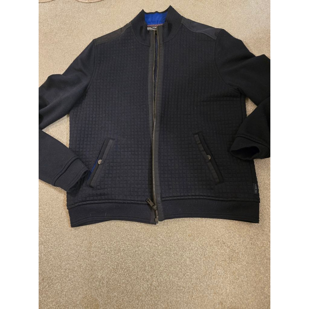 Ted Baker Men's Navy Quilted full zip jacket coat fleece navy blue size 6